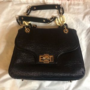 Elaine Turner Black Woven Shoulder Bag
